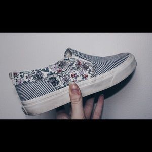 Cute striped vans w/ flowers on the side